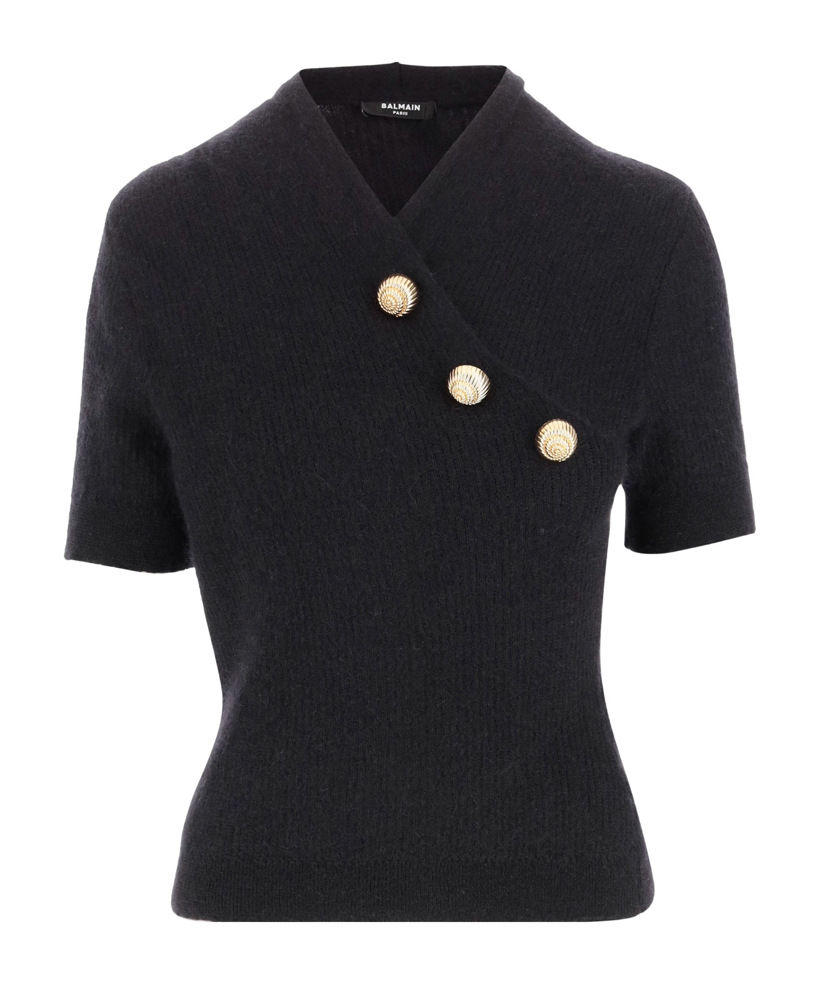 BALMAIN MOHAIR WRAP TOP WITH BUTTONS