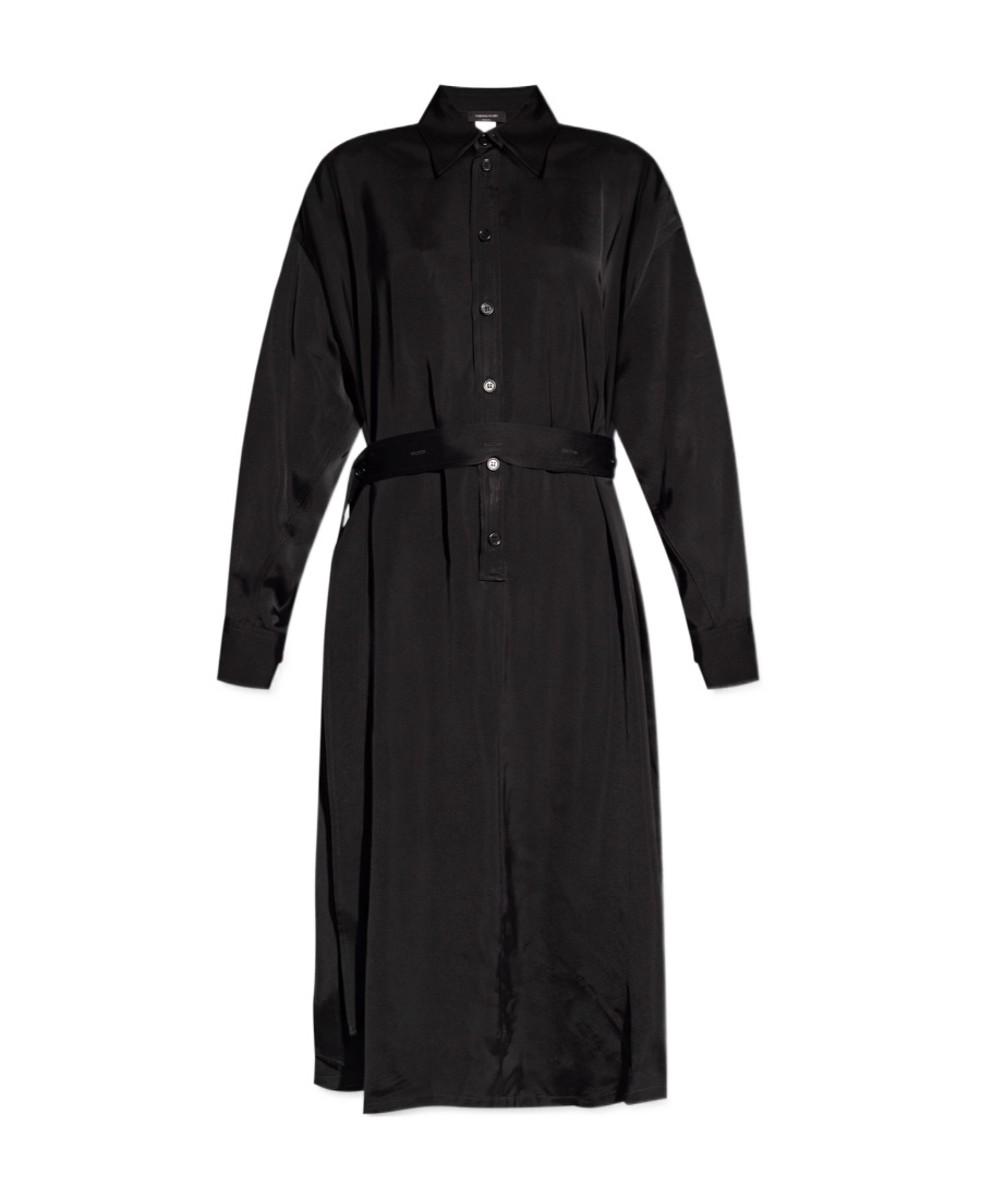 Fabiana Filippi Belted Satin Shirtdress In Black