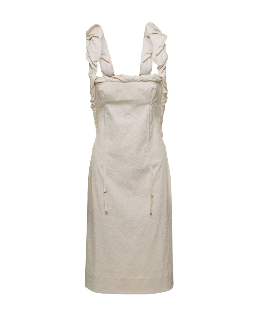 Jacquemus Open-back Ruffle-shoulder Dress In Nude
