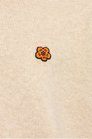 Kenzo Boke Flower-appliqué Wool Jumper In Nude