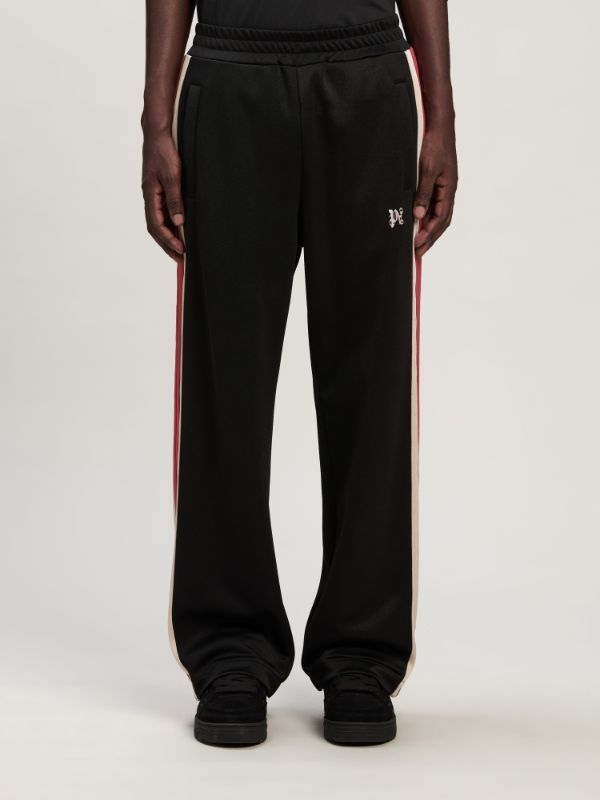 Palm Angels Monogram Embroidered Side Stripe Detailed Track Pants In Black