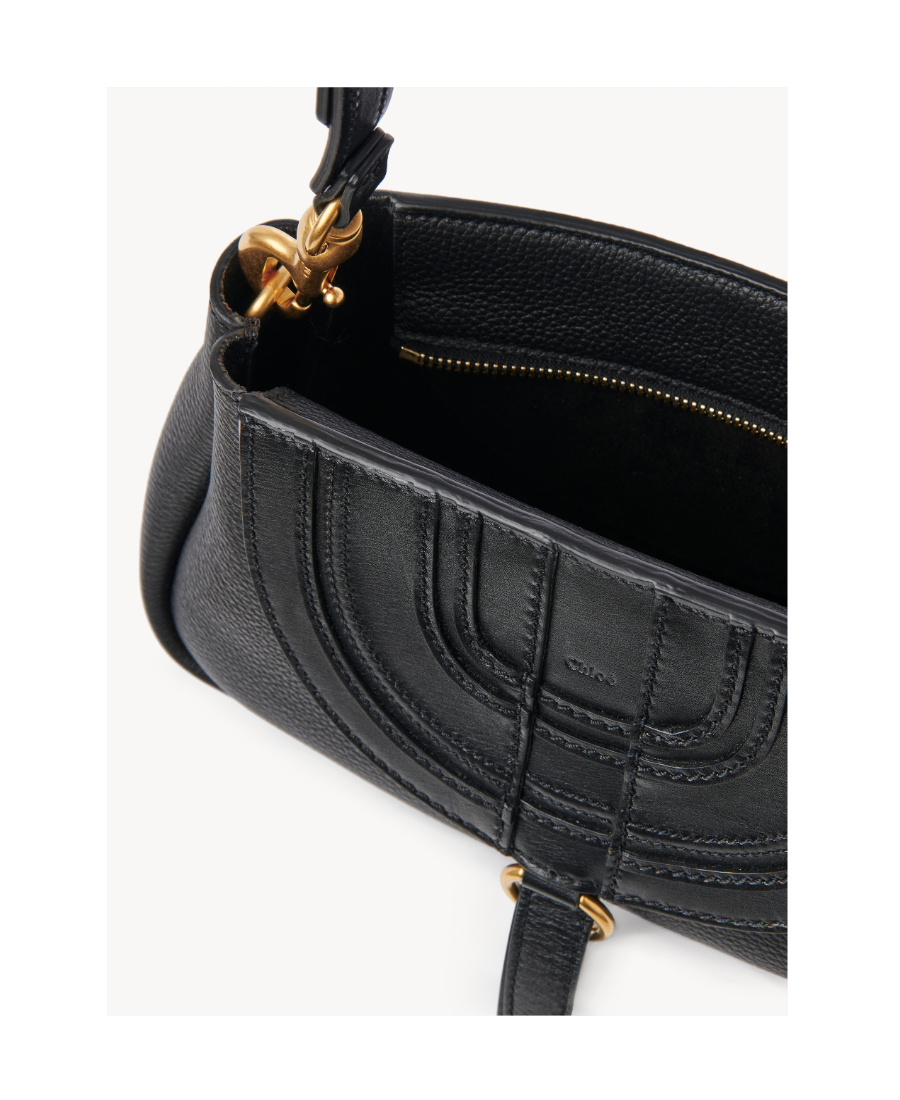 Shop Chloé Marcie Leather Shoulder Bag In Black