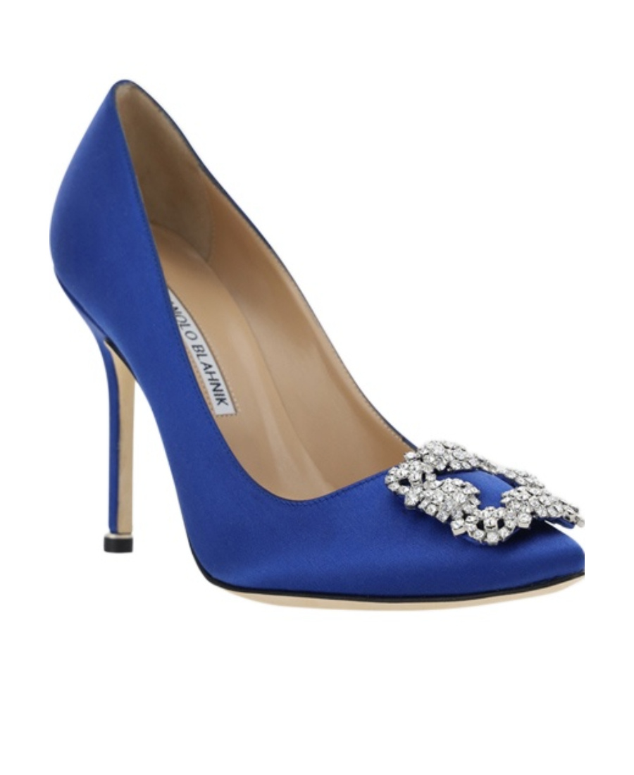 Manolo Blahnik Wear High Heels With A Pointed Head. In Blue