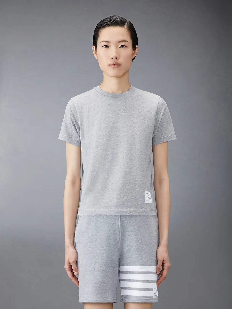 Thom Browne Classic Loopback Pique T-shirt In Gray