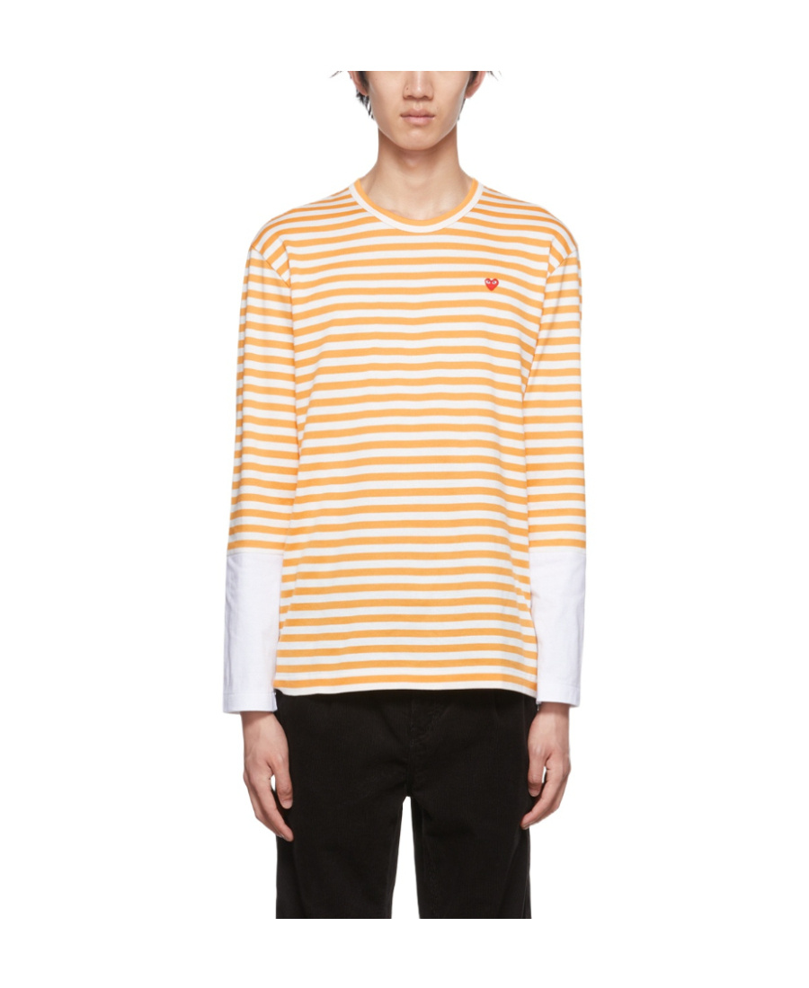 Comme Des Garçons Play Logo Long-sleeved T-shirt In White