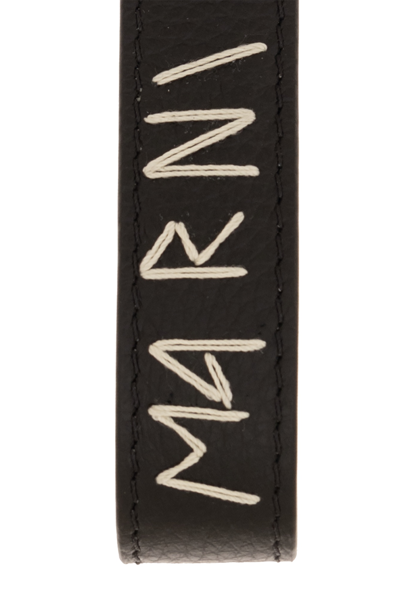Marni Embroidered-logo Leather Keychain In Black