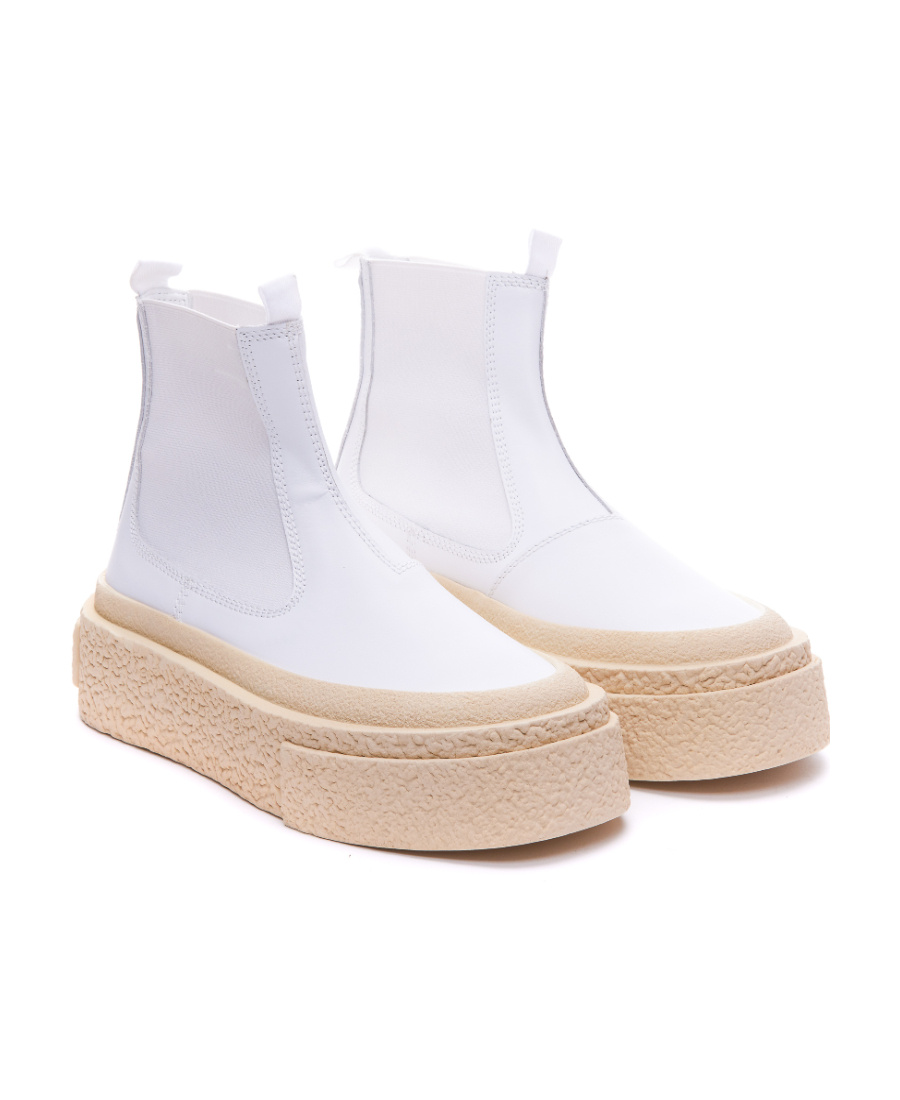 Shop Mm6 Maison Margiela Logo-patch Round-toe Ankle Boots In White