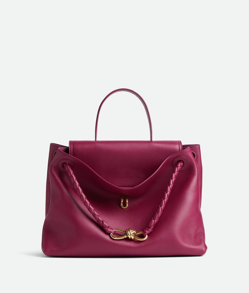 Bottega Veneta Andiamo Medium Leather Top-handle Bag In Red