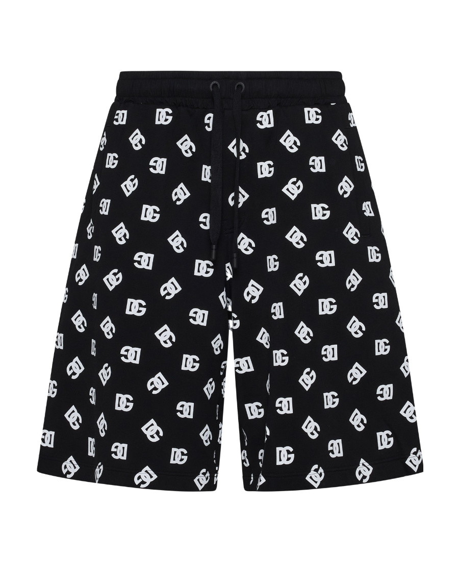 Dolce & Gabbana Dg Logo Print Cotton Shorts In Black