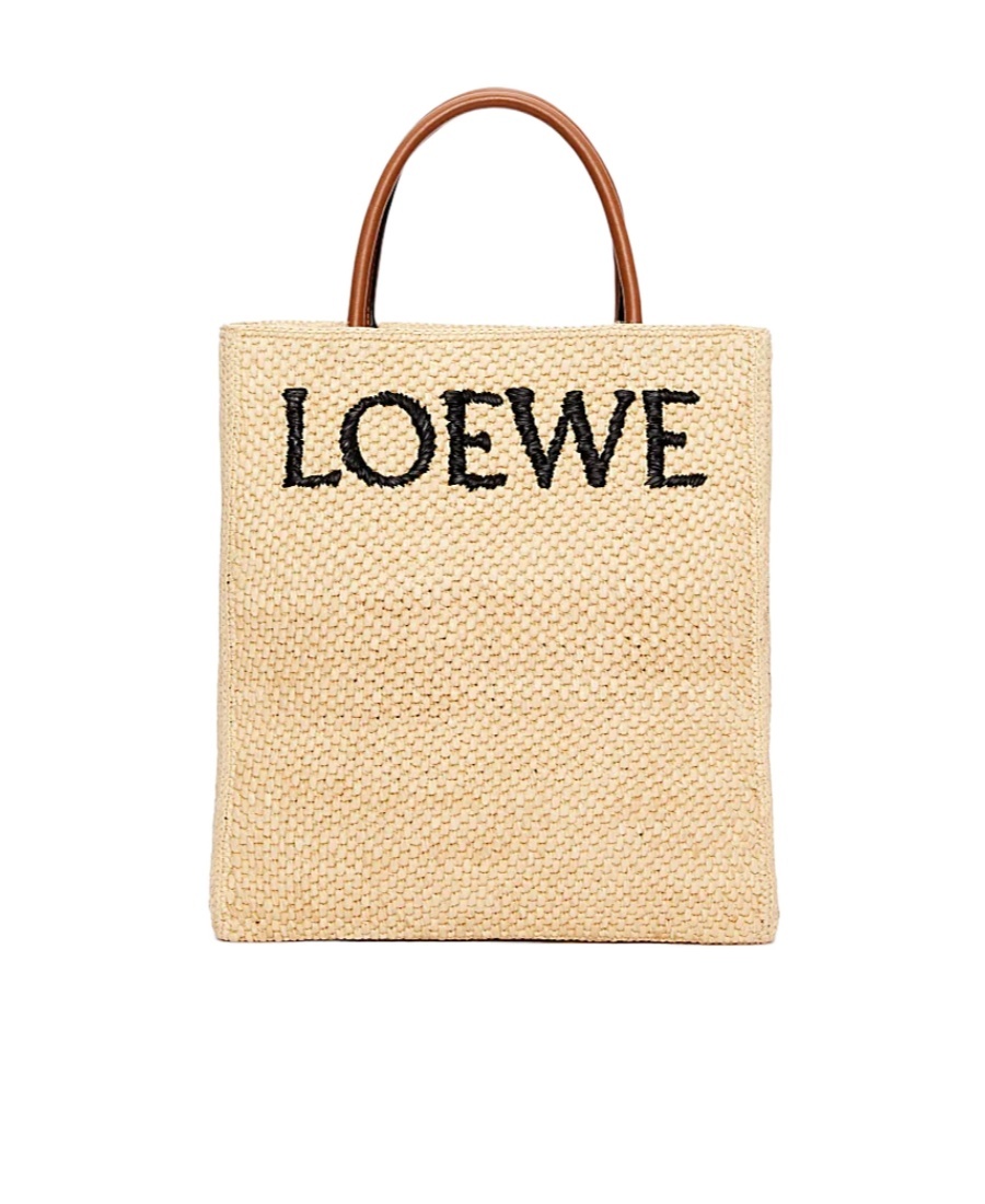 Loewe Standard A4 Raffia Tote Bag In Nude