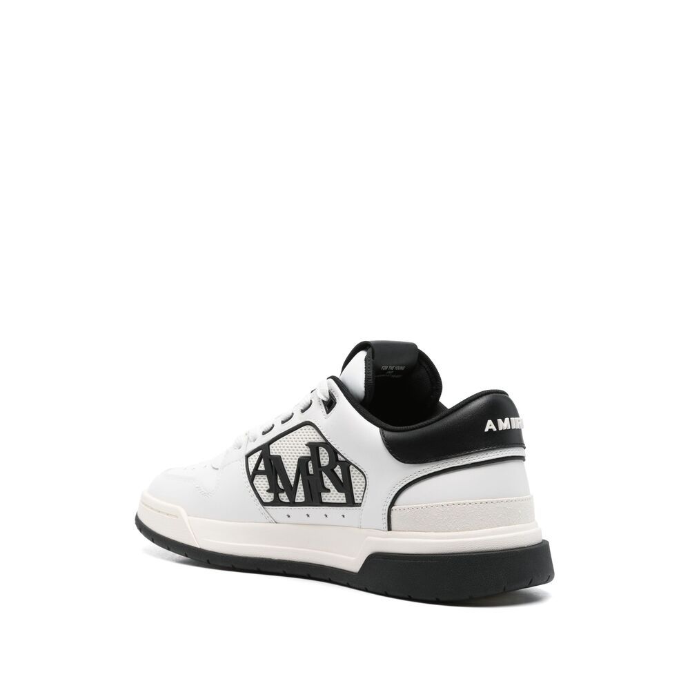 Amiri White Low Top Sneakers With Logo Patch On The Side And Contrasting Heel With Logo Lettering In Leath In White