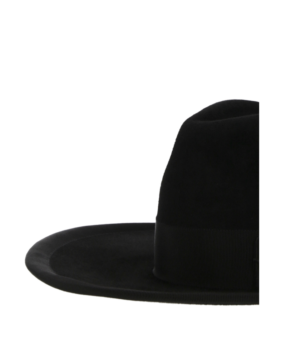 Ruslan Baginskiy Black Fedora Hat With Rb Embroidery In Felt Woman In Black