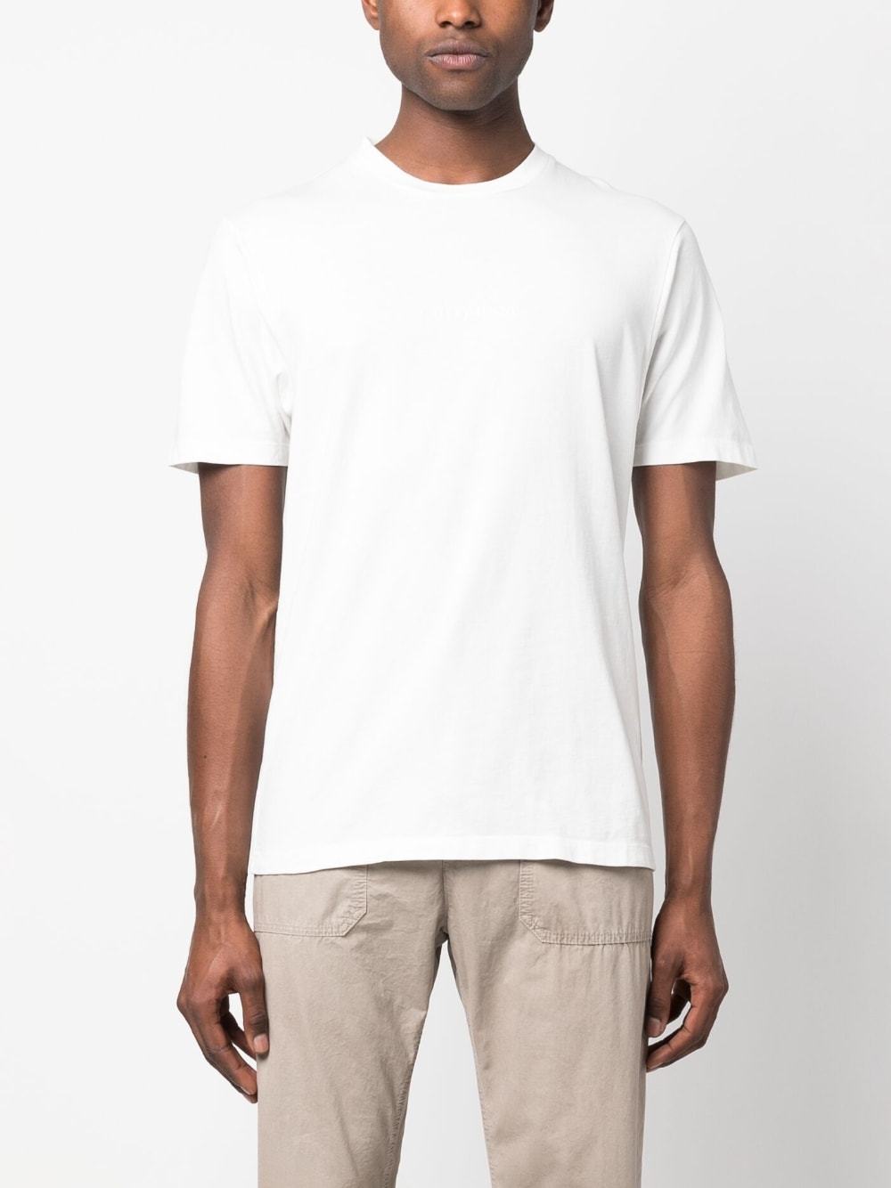 C.p. Company White T-shirt With Logo Embroidered On The Front Tone-on-tone In Cotton Man In White