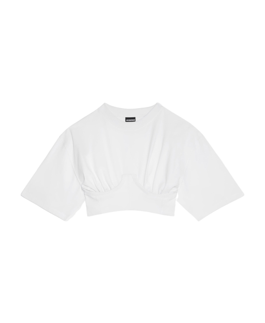Shop Jacquemus Caraco Cropped T-shirt In White