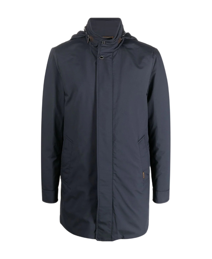 Moorer Wool Parka With High Neck And Side Pockets In Black