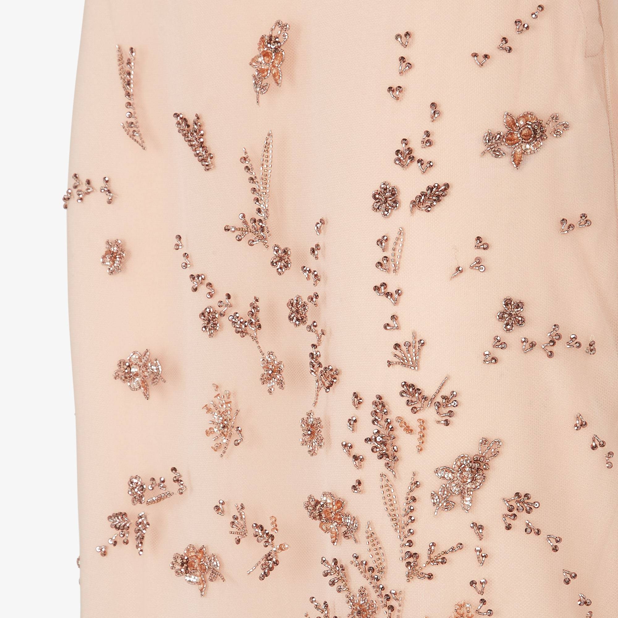 Fendi Floral Embellished Midi Tulle Skirt In Neutral