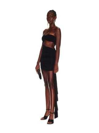 Off-white Vi-crepe Draped Strapless Mini Dress In Black