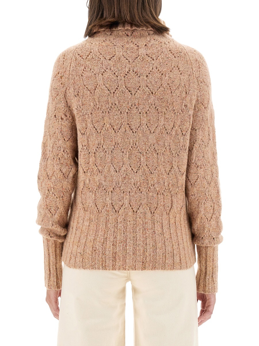 Kiton Textured Turtleneck Sweater With Ribbed Hem In Nude