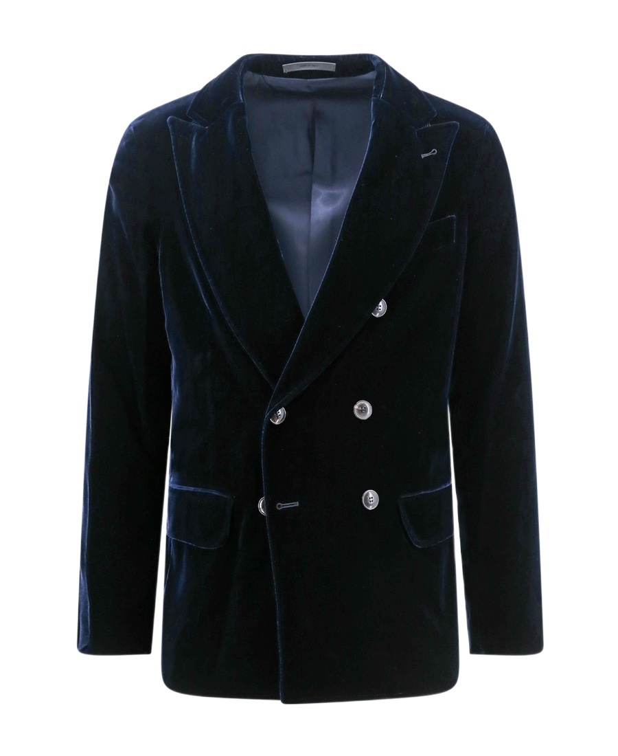 Giorgio Armani Velvet Blazer With Button Detailing And Wide Lapel In Black