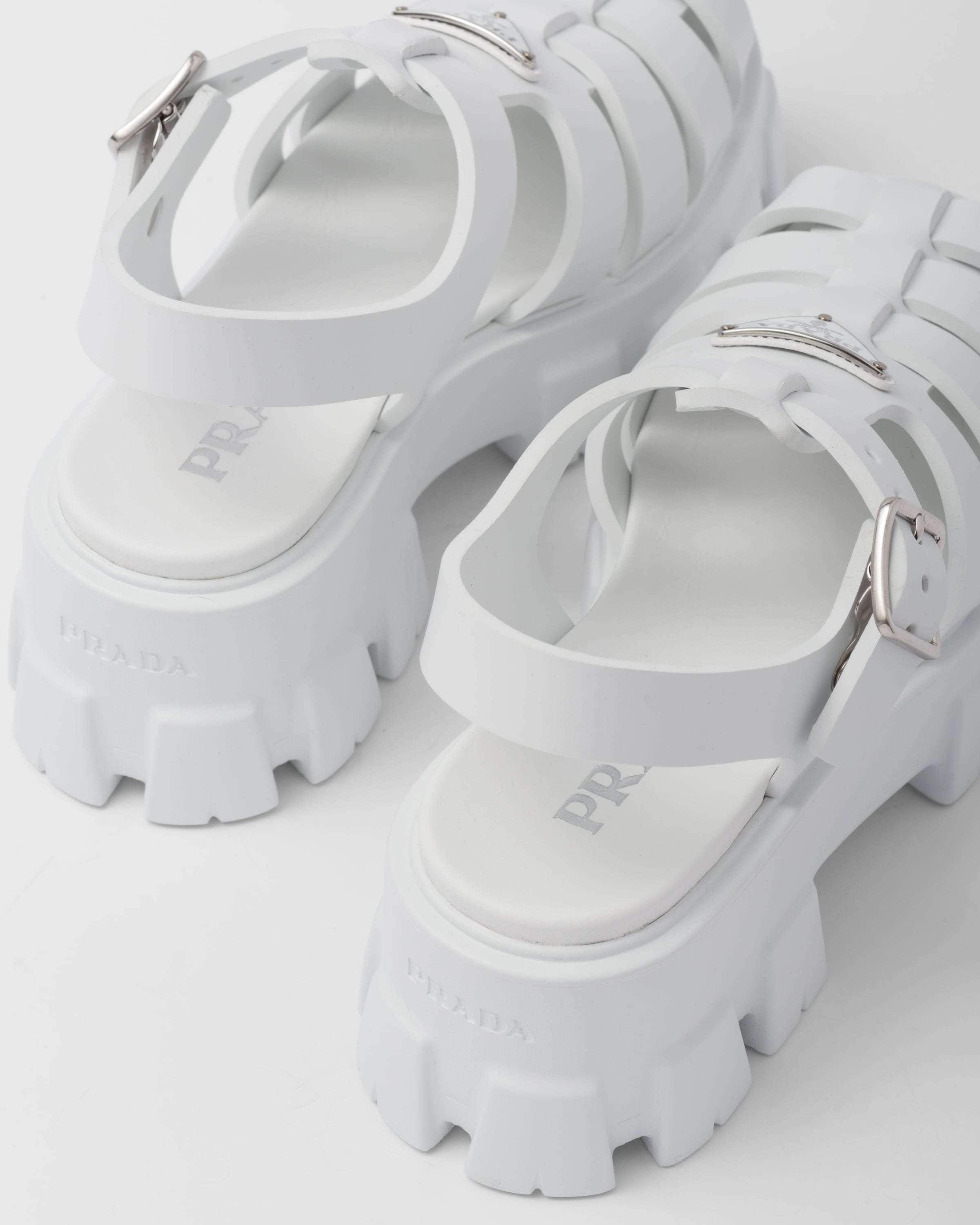 Shop Prada Logo Details High-heeled Sandals In White