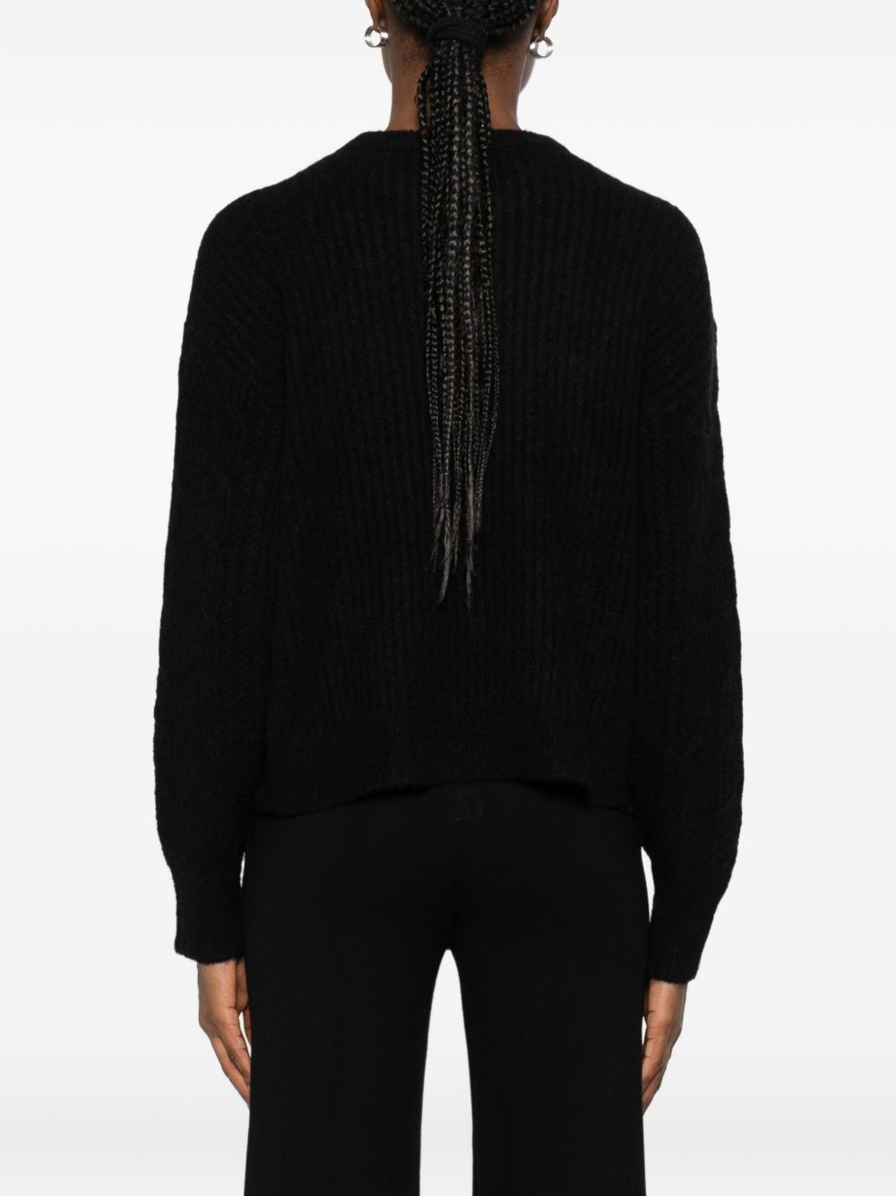 Twinset Cable-knit Crew-neck Top In Black