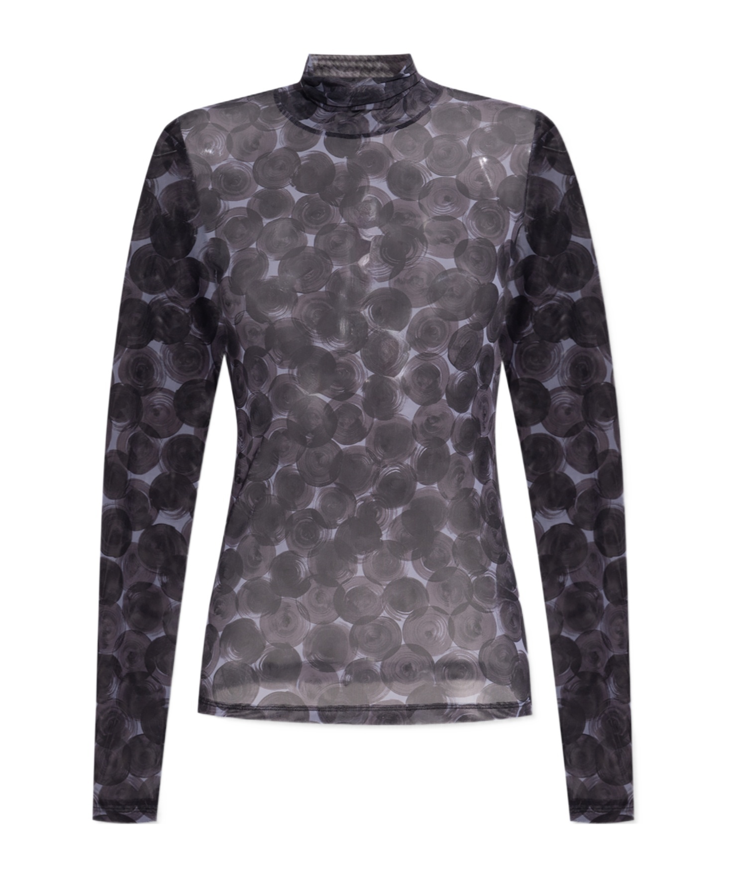 Dries Van Noten Transparent Turtleneck Top In Black