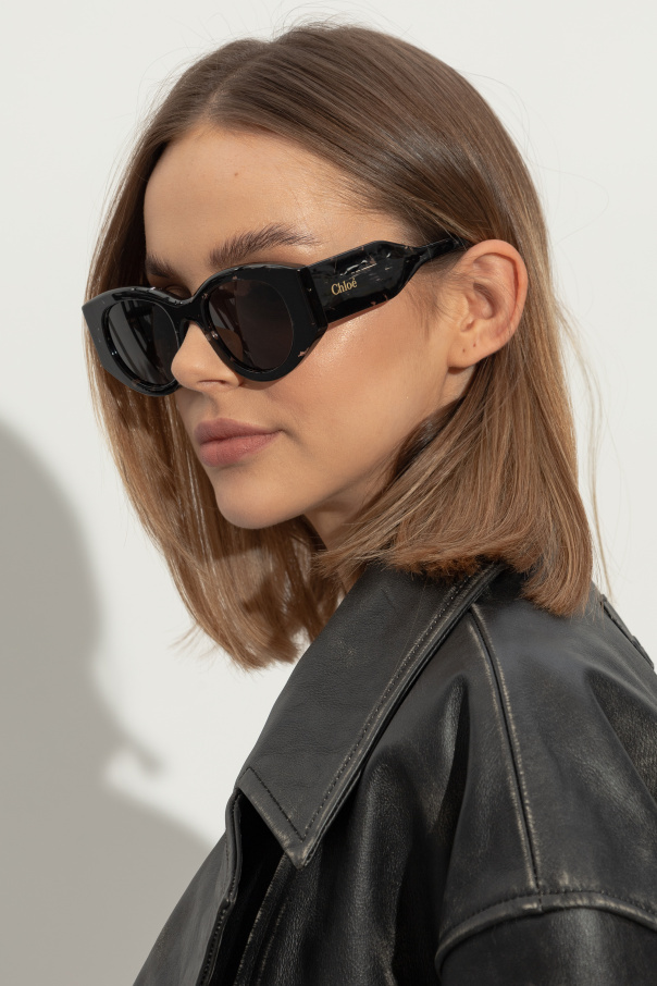 Chloé Square-framed Sunglasses With Logo-lettering In Gray