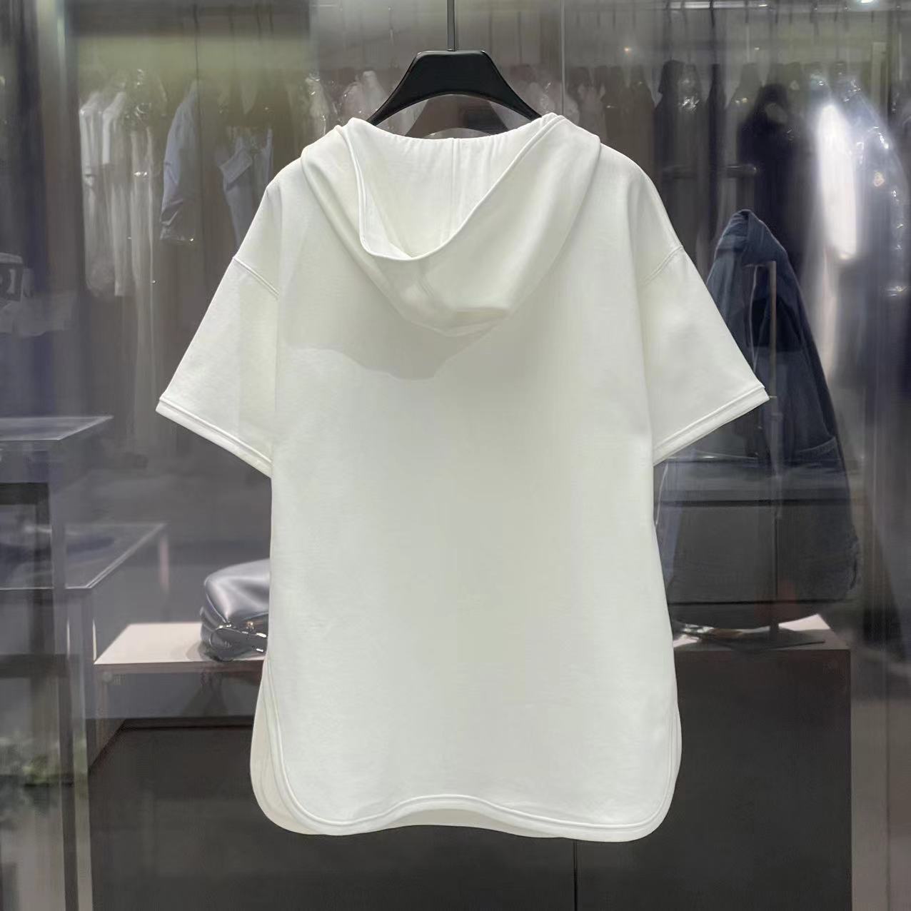 Valentino Hooded Short-sleeved Long T-shirt In White