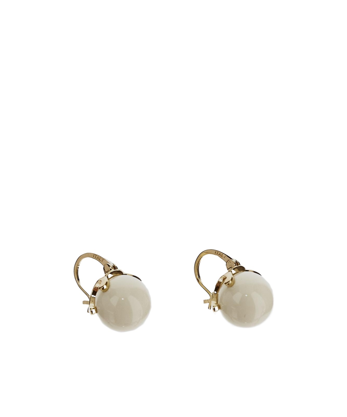 Celine Logo Earrings In Beige/gold