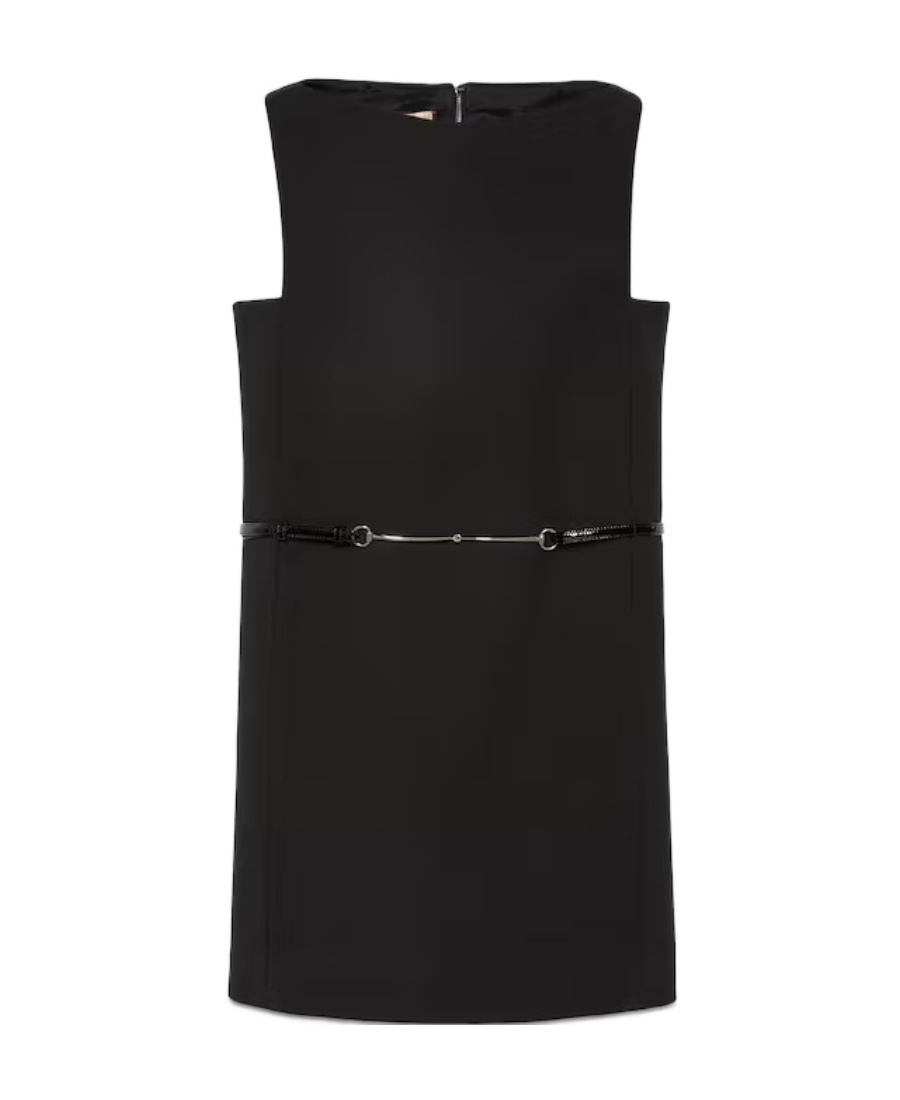 Gucci Horsebit Belted Minidress In Black