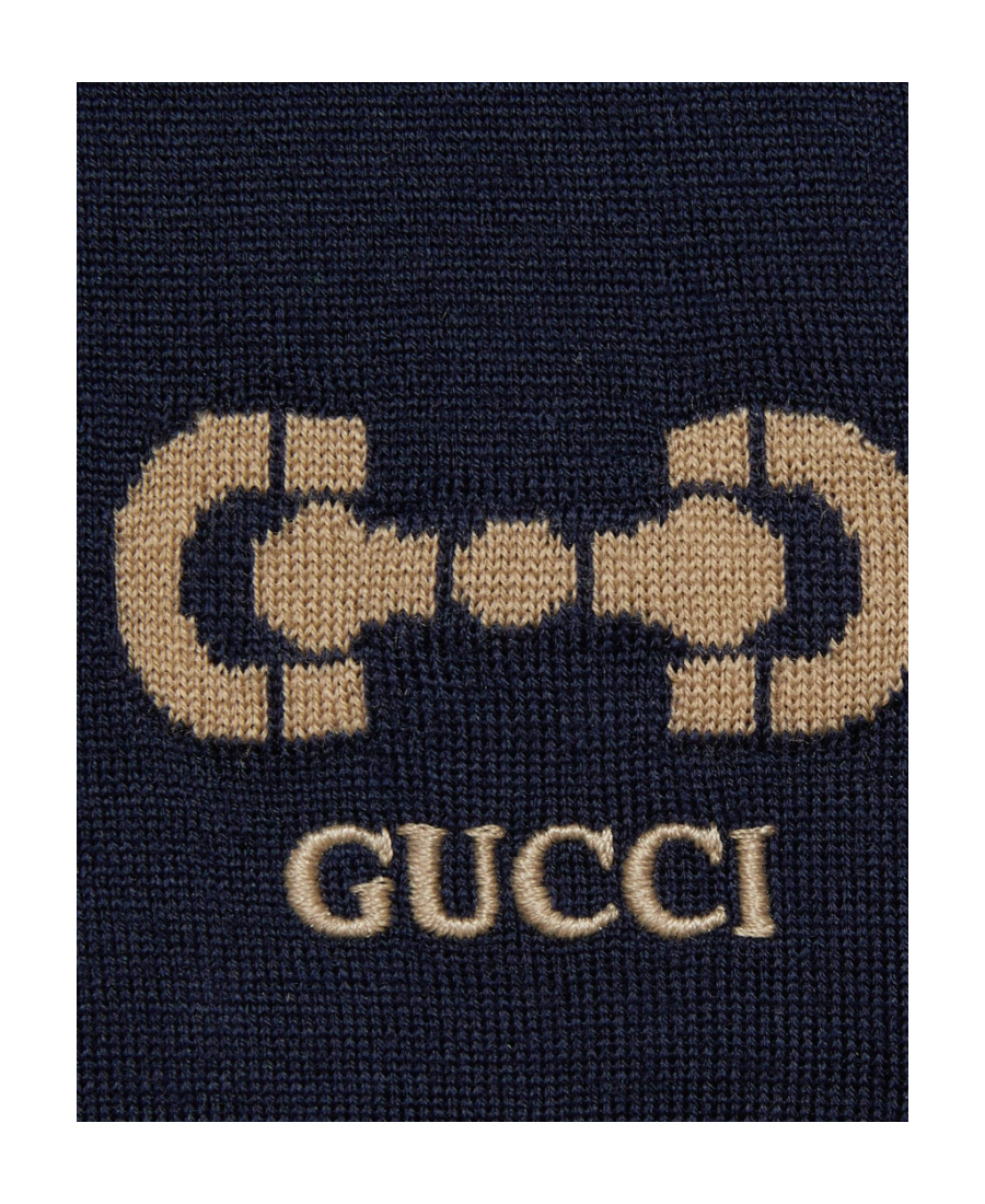 Gucci Men's Crew-neck Wool Sweater In Blue