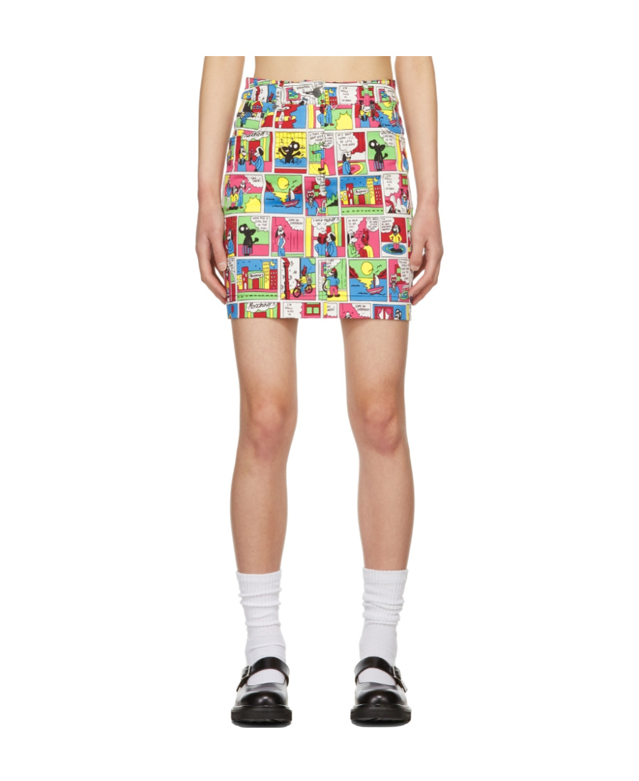 Moschino Multicolor Cotton Mini Skirt In Multicolor