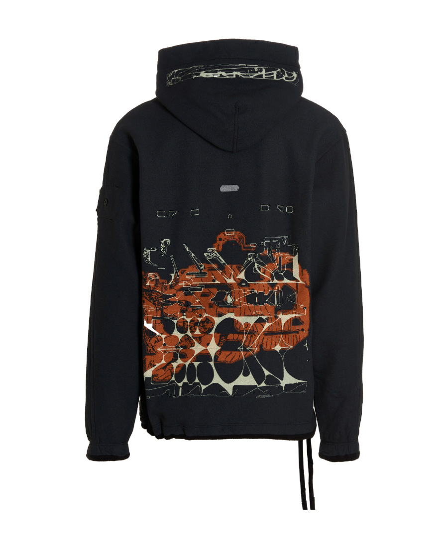 Stone Island Graphic-print Drawstring Hoodie In Black