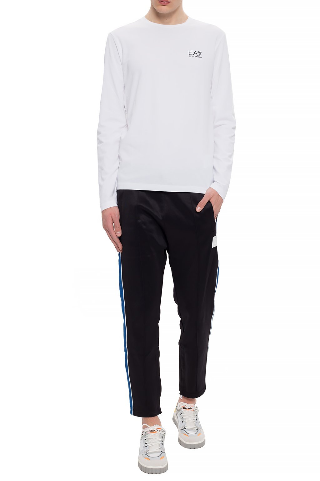 Ea7 Branded Sweatshirt In White