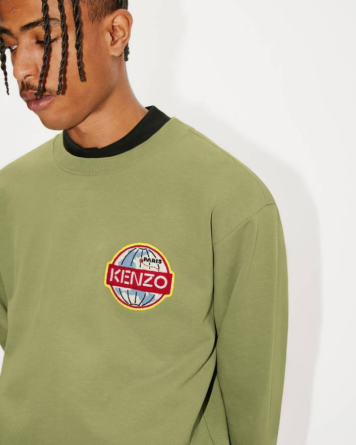 Kenzo Round-necked Sweater In Green