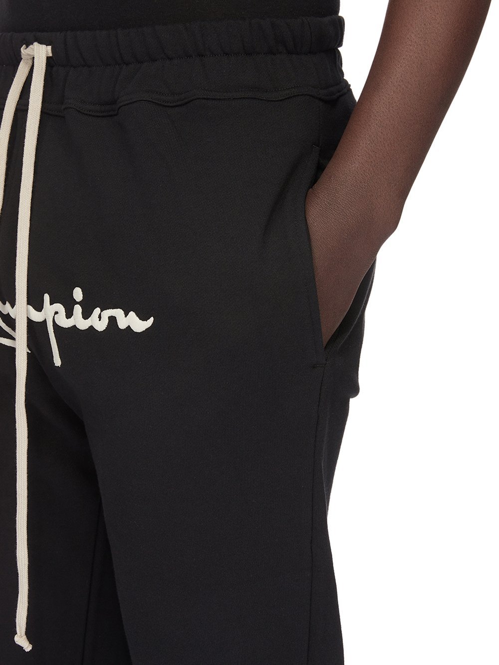 Rick Owens Logo-embroidered Organic Cotton Track Pants In Black