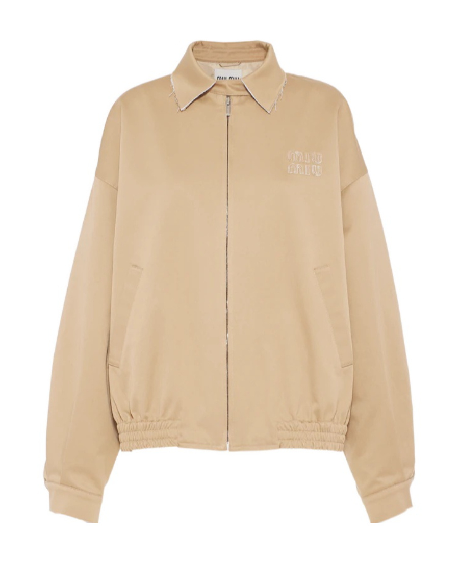 Miu Miu Oversized Chino Blouson Jacket In Neutral