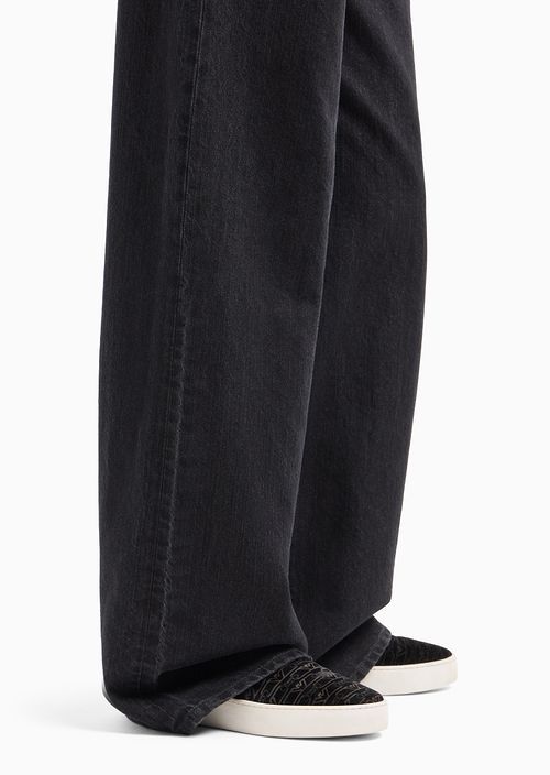 Shop Emporio Armani Wide-leg Jeans In Black