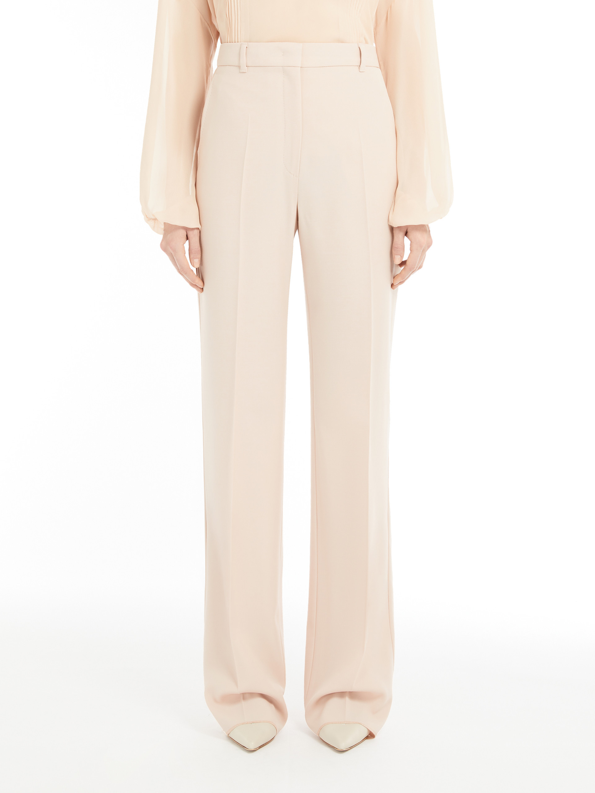 Max Mara Straight-leg Trousers With High Listed Waistband In Nude Makeup