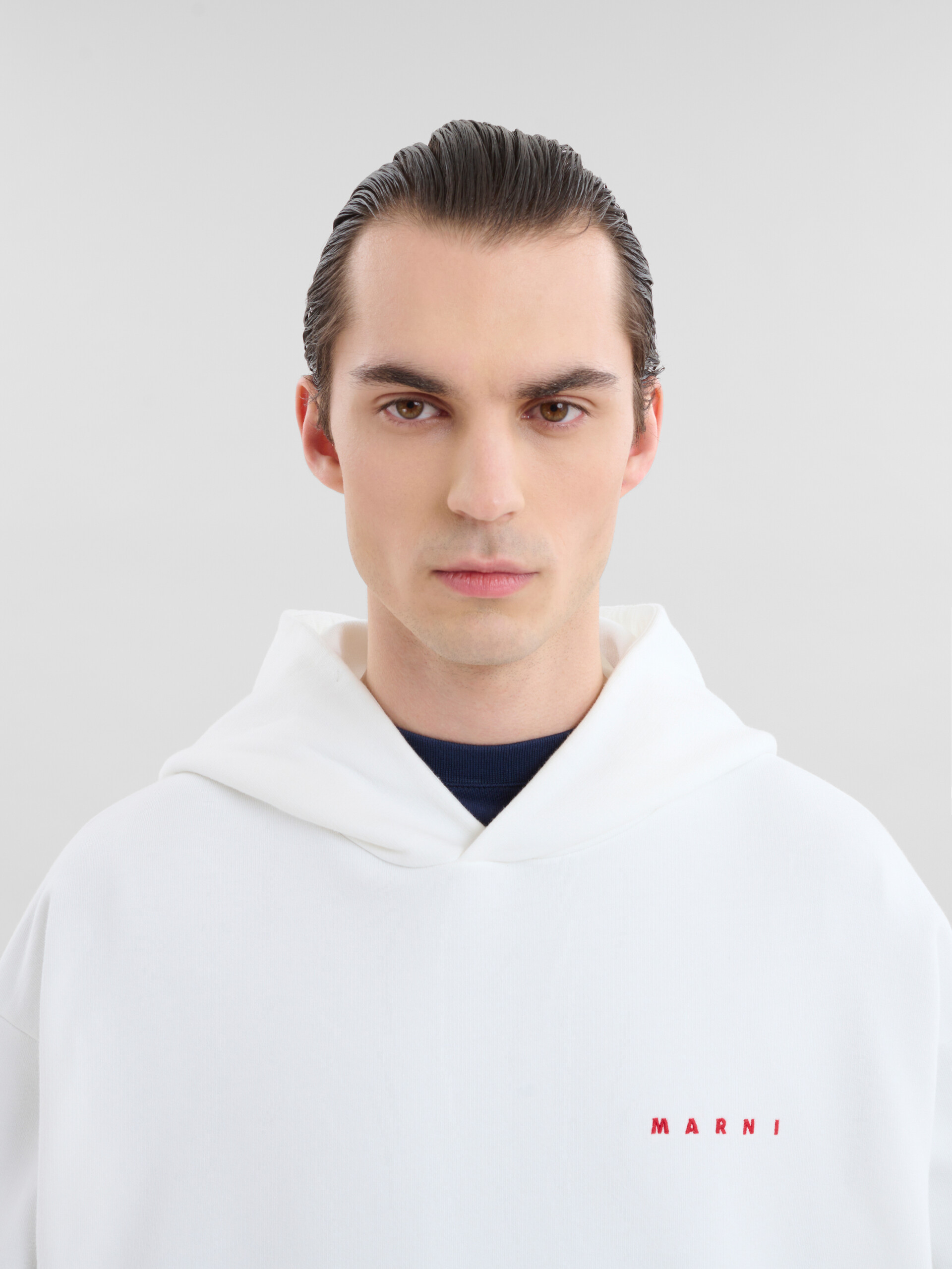 Marni Logo-print Cotton Hoodie In White