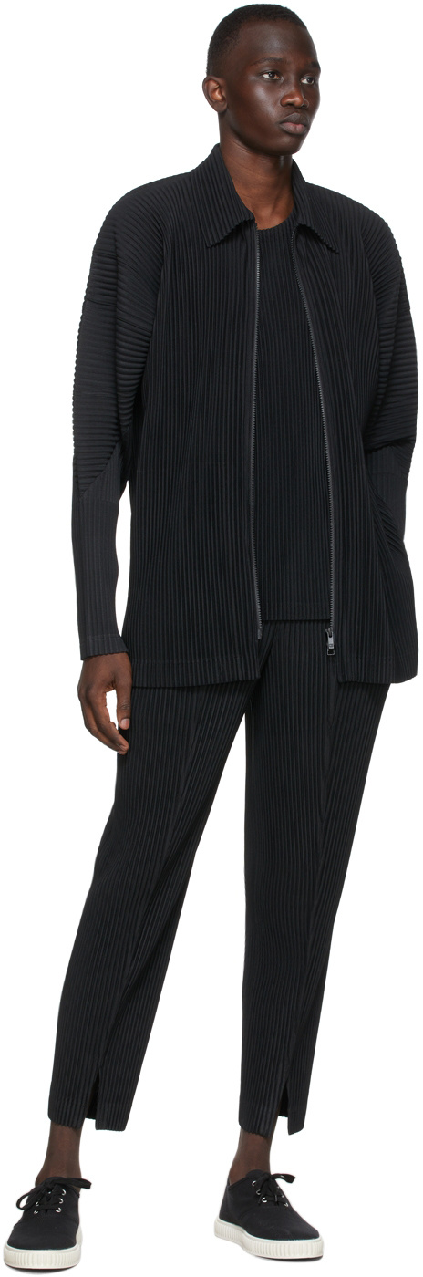 Issey Miyake Tapered Plisse Trousers In Black