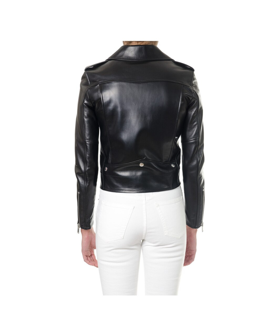 Saint Laurent Leather Jacket In Black
