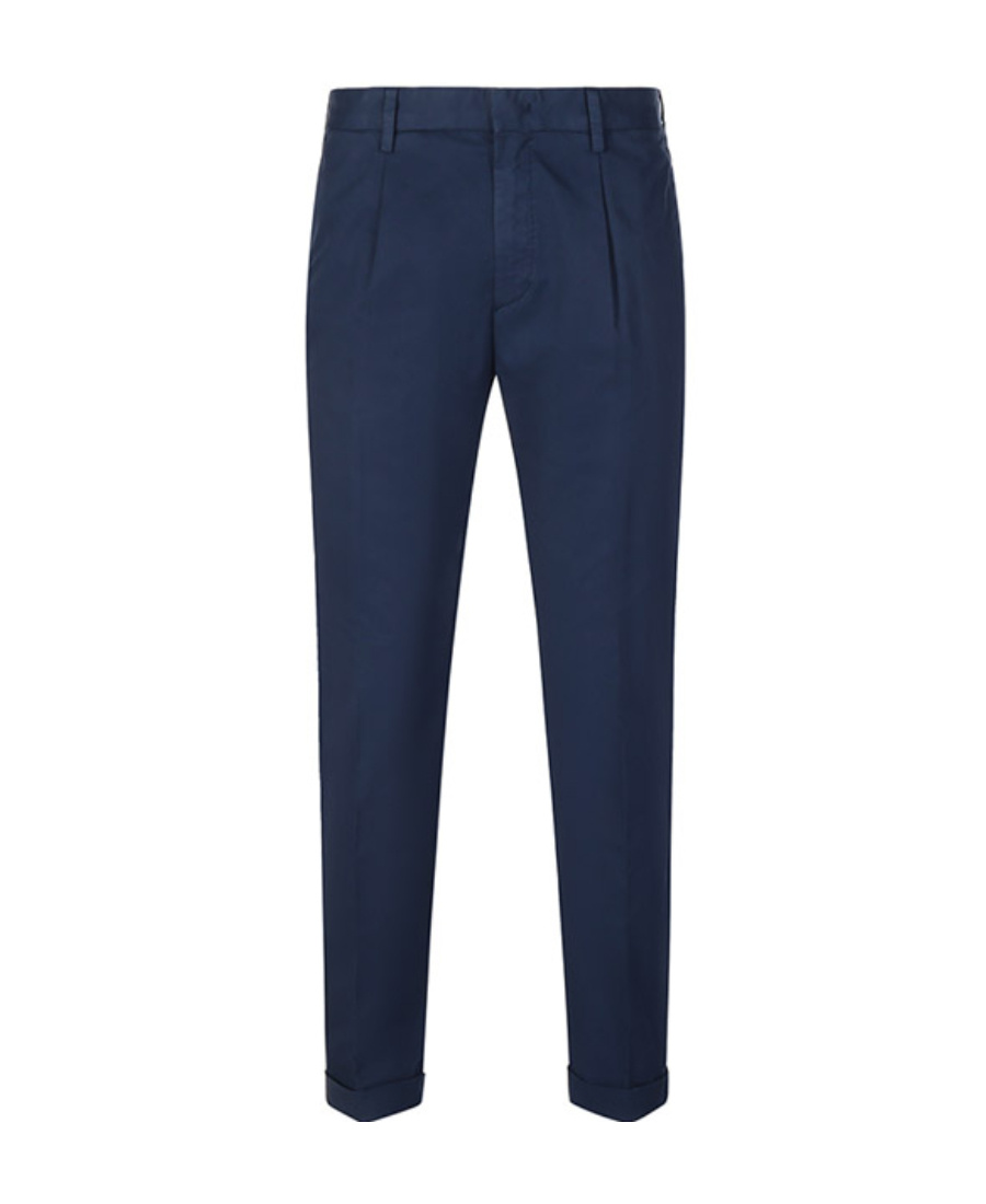 Zegna Pantalone Turn Up Tapered Trousers In Blue