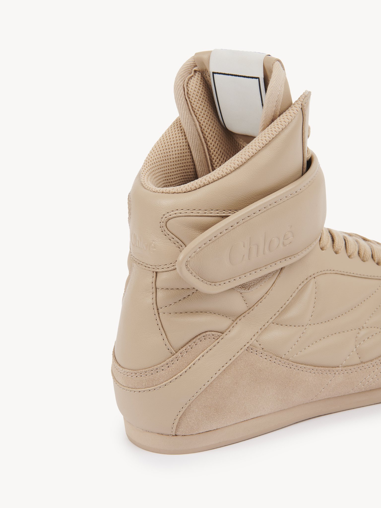 Chloé Kick Suede-trimmed Quilted Leather High-top Sneakers In Nude