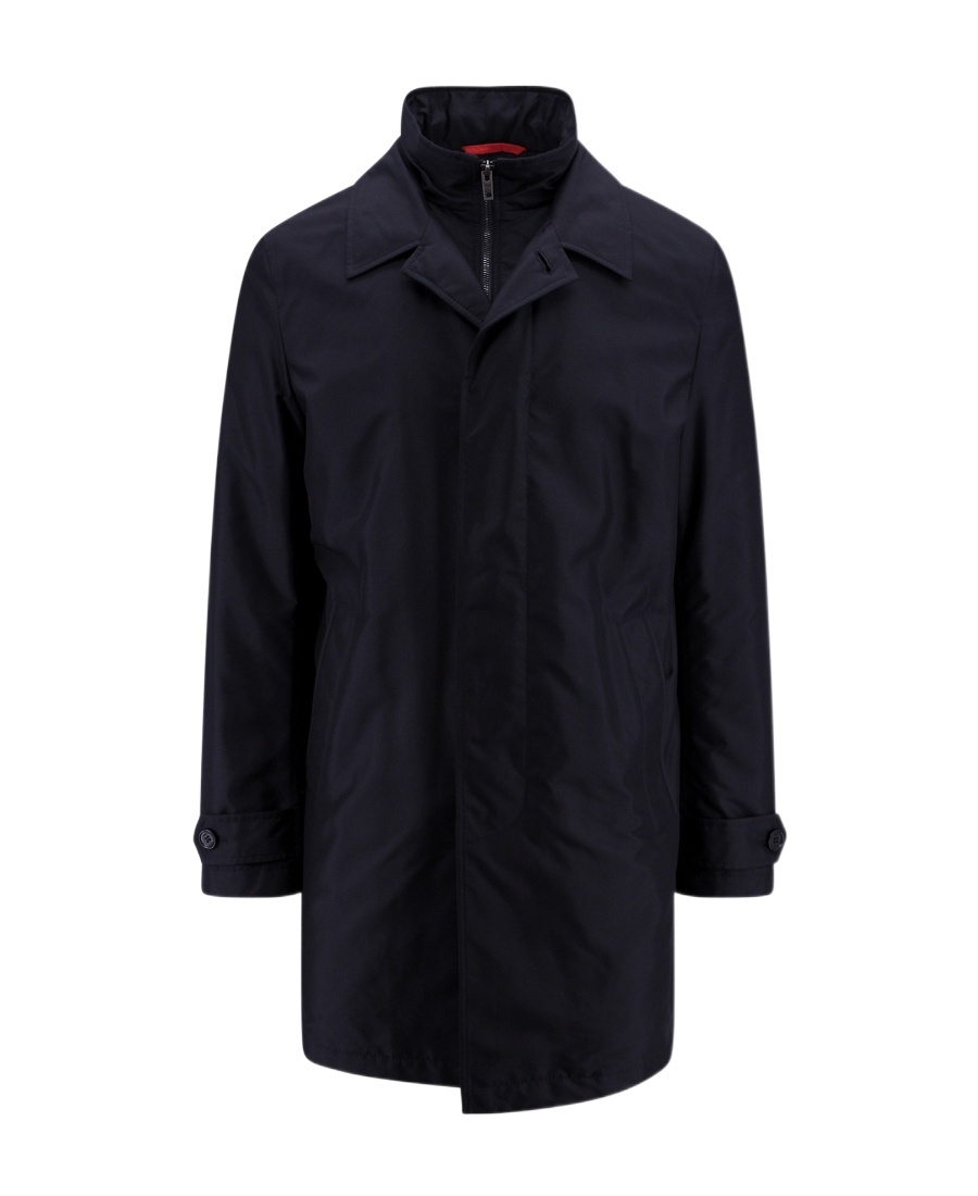 Fay Blue Nylon Morning Raincoat In Black
