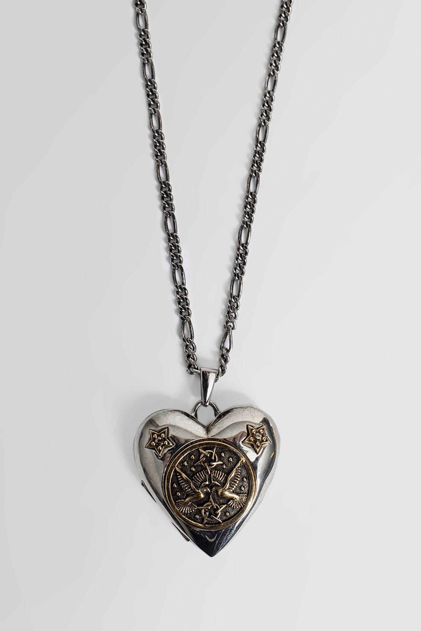 Alexander Mcqueen Heart Locket Necklace In Gray