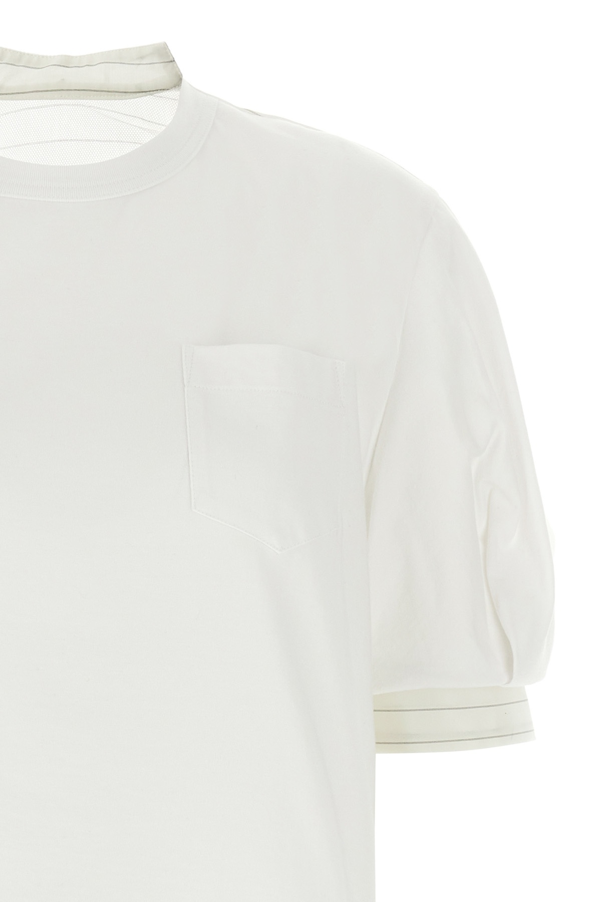 Sacai White Organza T-shirt In White