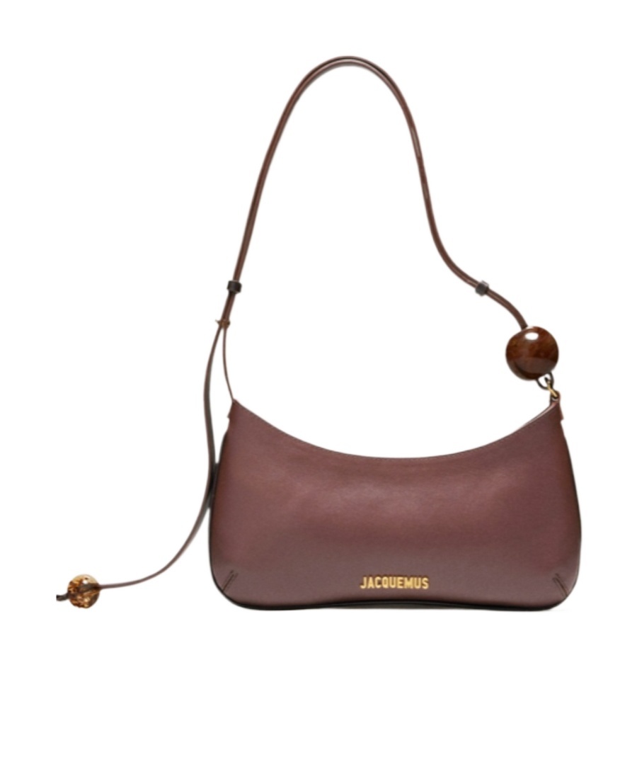 Jacquemus Womens Le Bisou Perle Leather Shoulder Bag Medium Brown In Multicolor