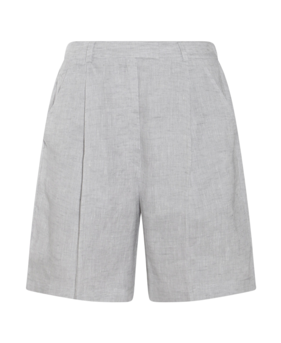 Brunello Cucinelli Linen Tailored Shorts In Gray