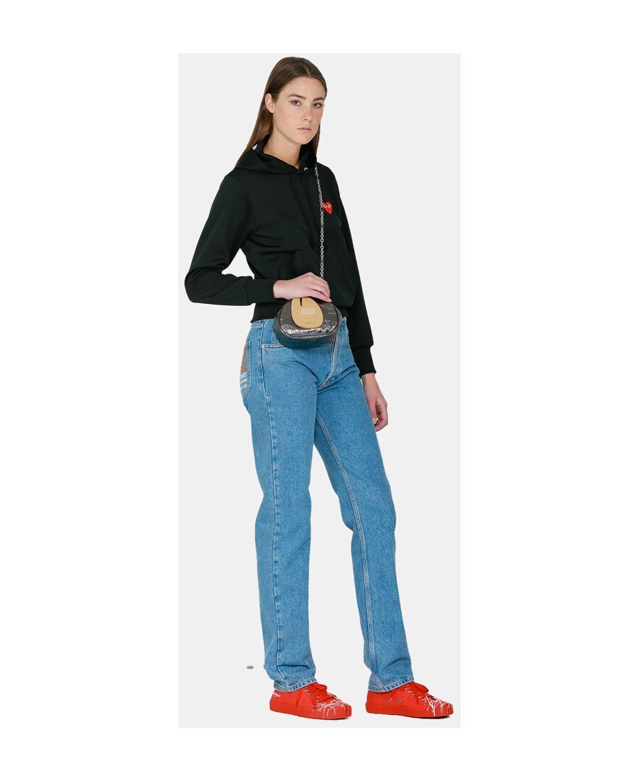 Comme Des Garçons Play Black Red Heart Patch Hoodie In Blue